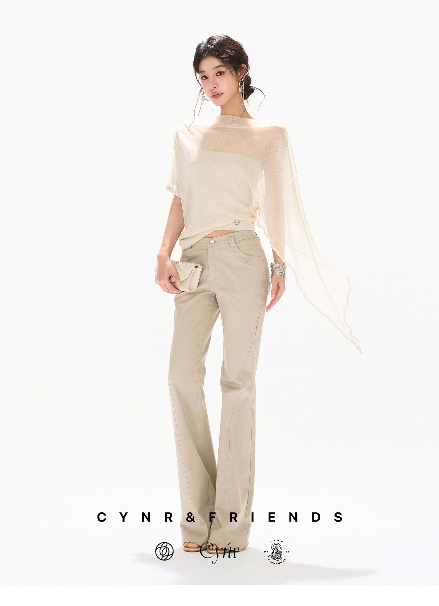 BEADED DRAPE TOP FLARE SET