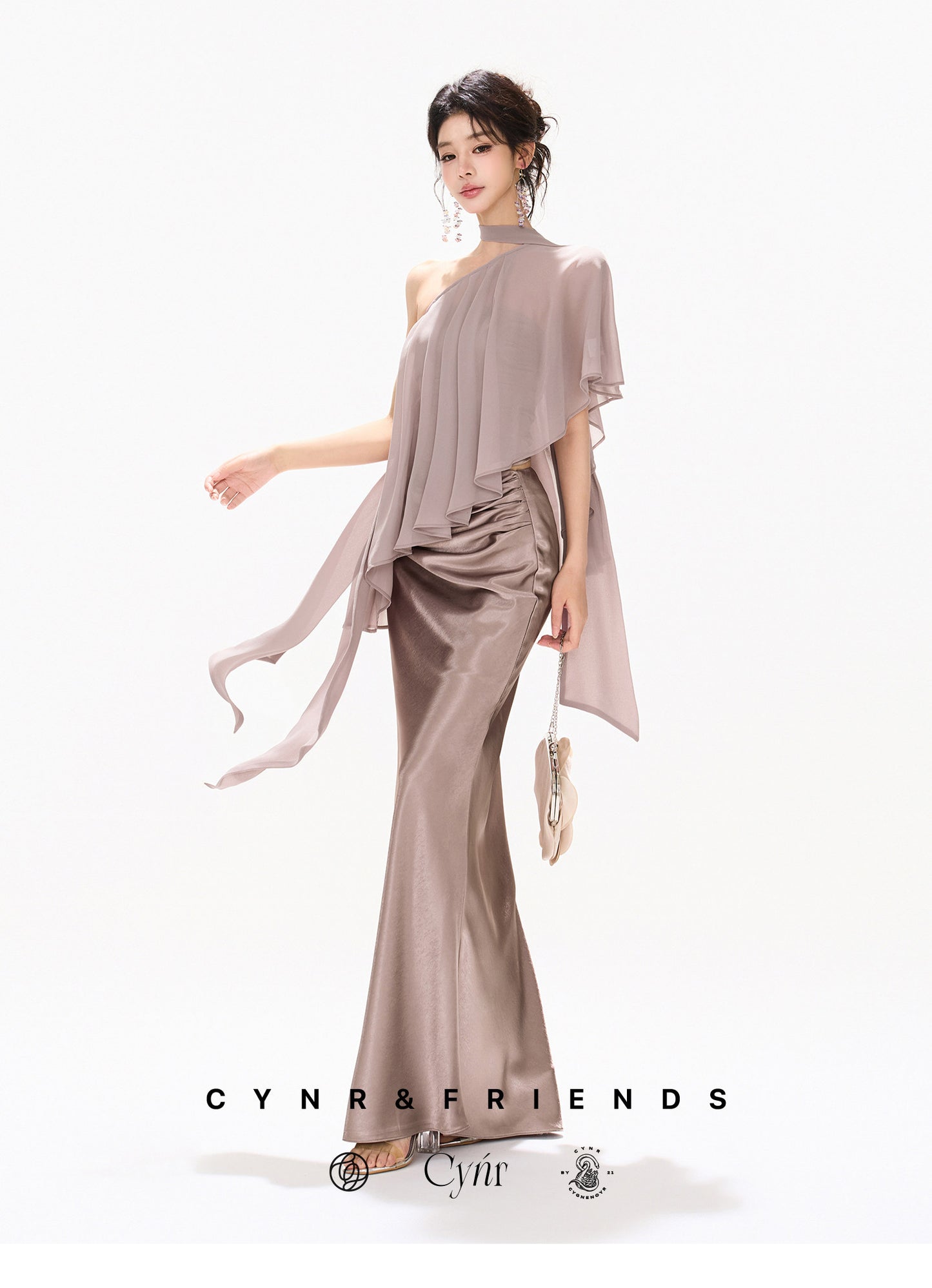 VIOLET DRAPED MERMAID SET
