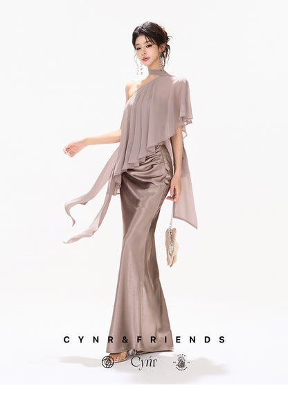 VIOLET DRAPED MERMAID SET