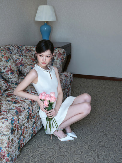 SEQUINED HOLLOW A-LINE FLOWER BUD DRESS
