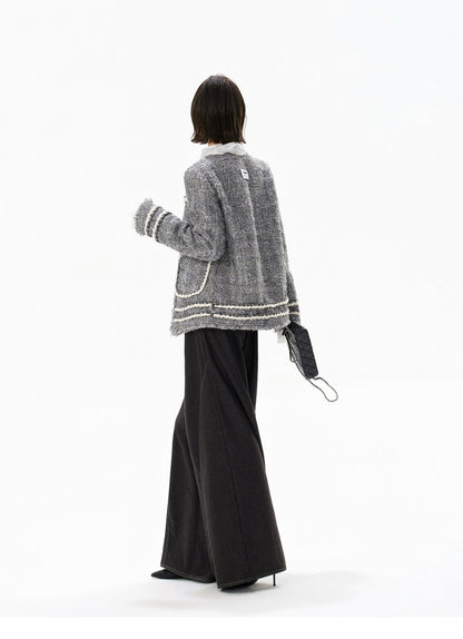 HANDWOVEN TWEED FRILL JACKET