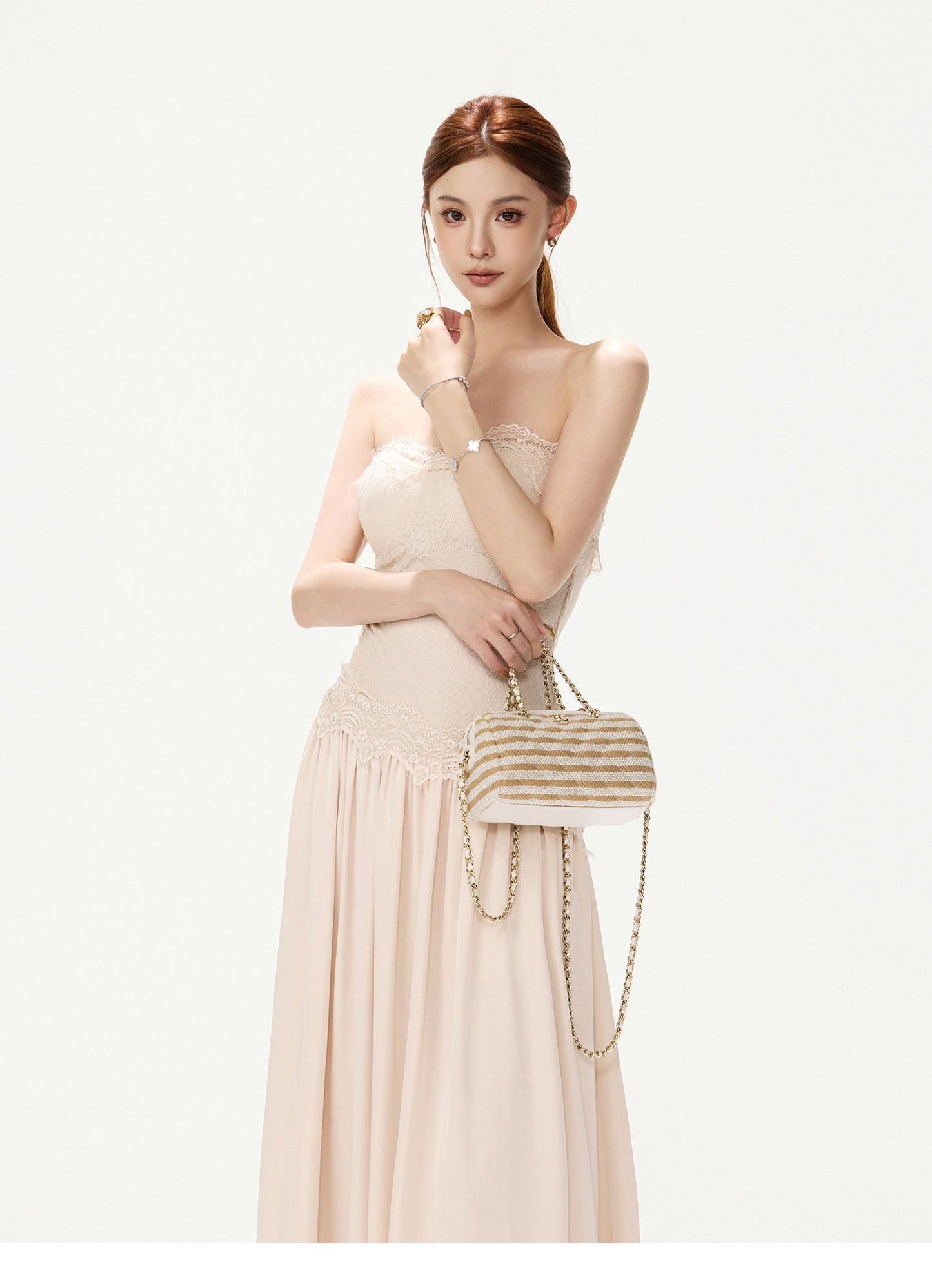 LACE SATIN MAXI DRESS