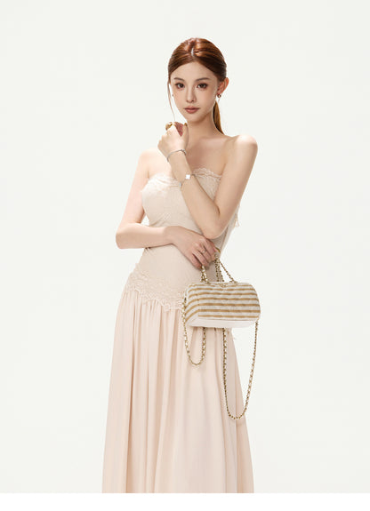 LACE SATIN MAXI DRESS