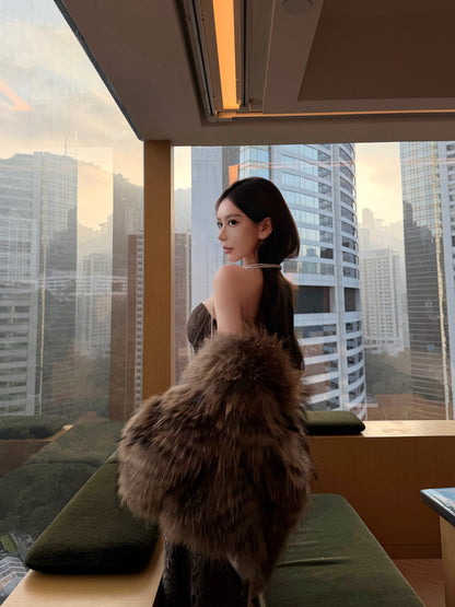 LACE STRAPLESS SHEER MAXI DRESS SET