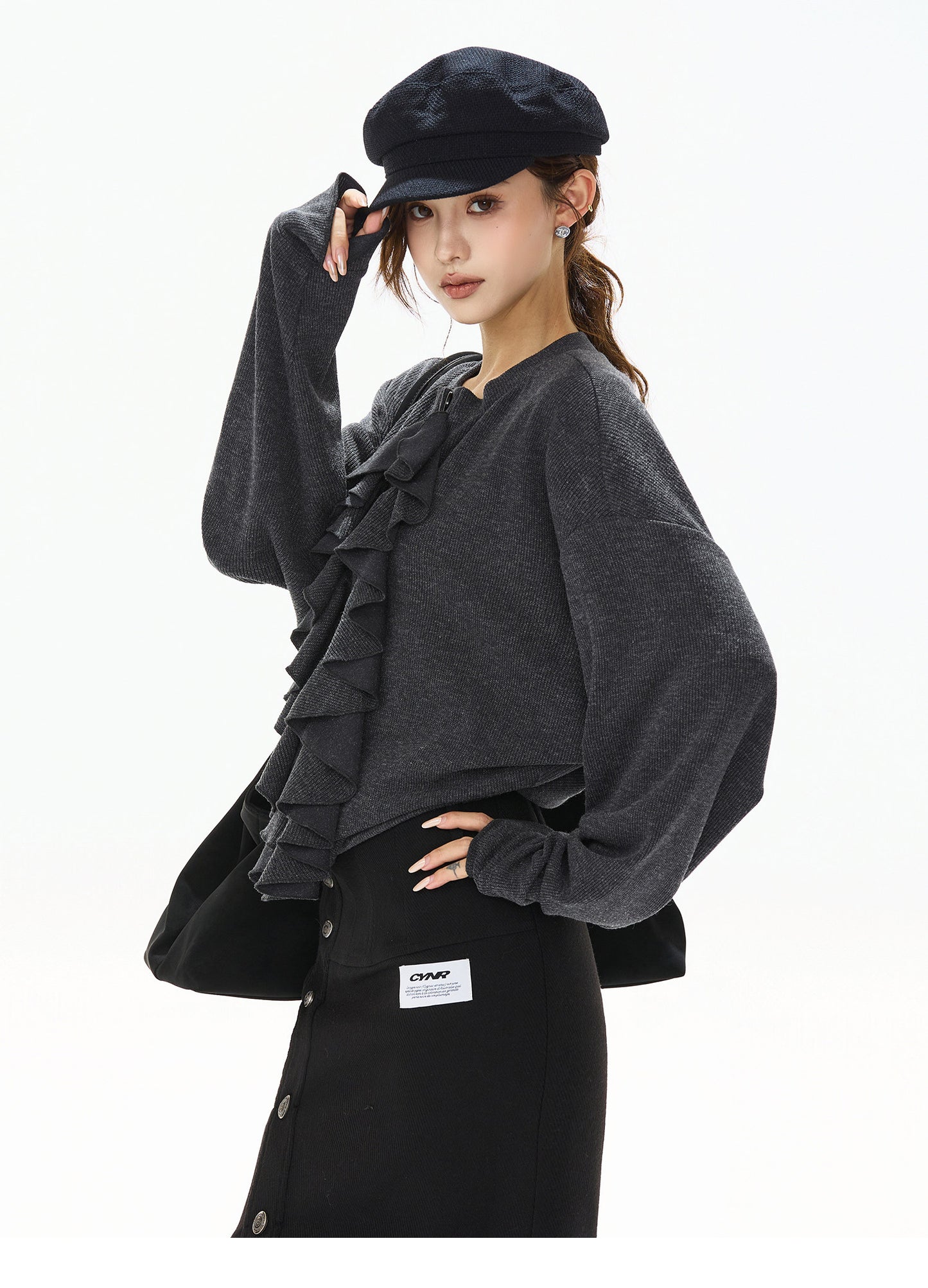 ELEGANT KNIT TOP & WOOL WIDE PANTS