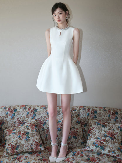 SEQUINED HOLLOW A-LINE FLOWER BUD DRESS