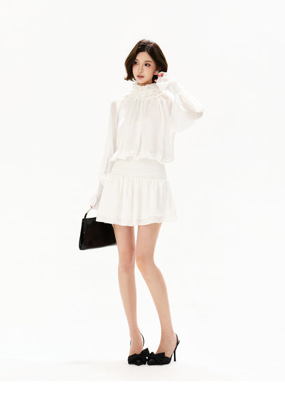 FRENCH LACE CHIFFON CAKE DRESS