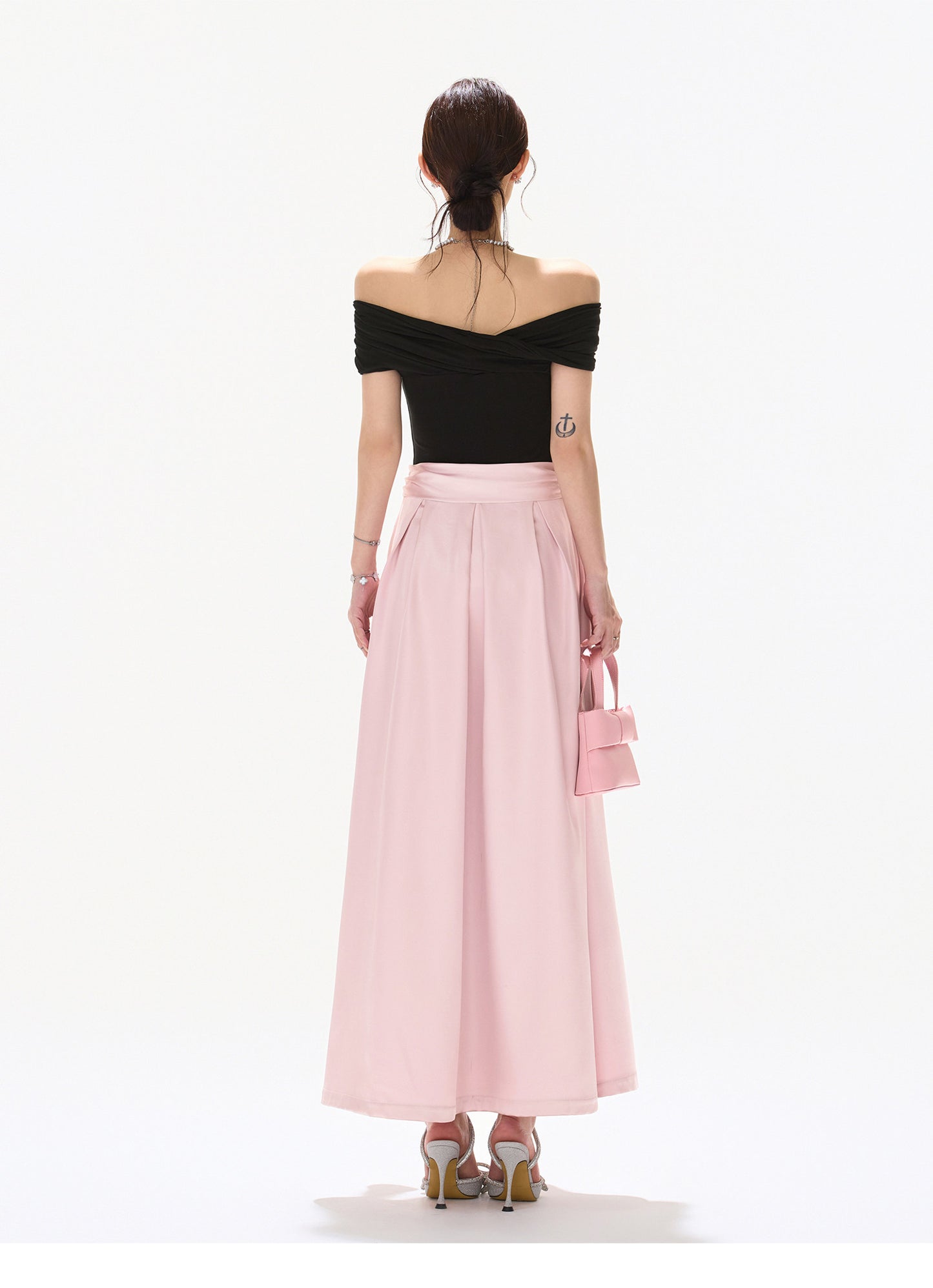BLACK ROSE SATIN DRESS
