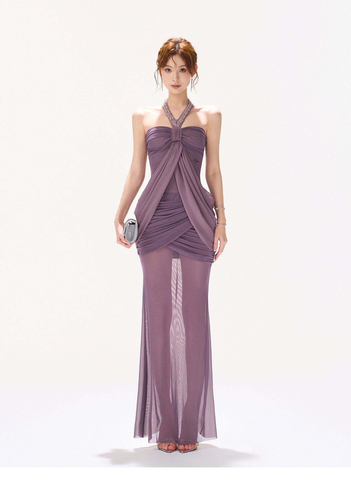 MAUVE CRYSTAL MERMAID DRESS