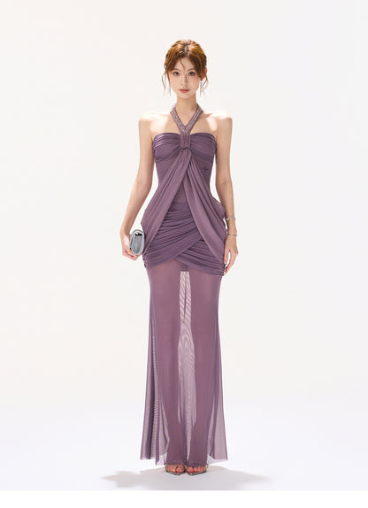 MAUVE CRYSTAL MERMAID DRESS