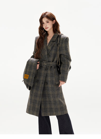 BRITISH-STYLE DETACHABLE-SCARF WOOL OVERCOAT