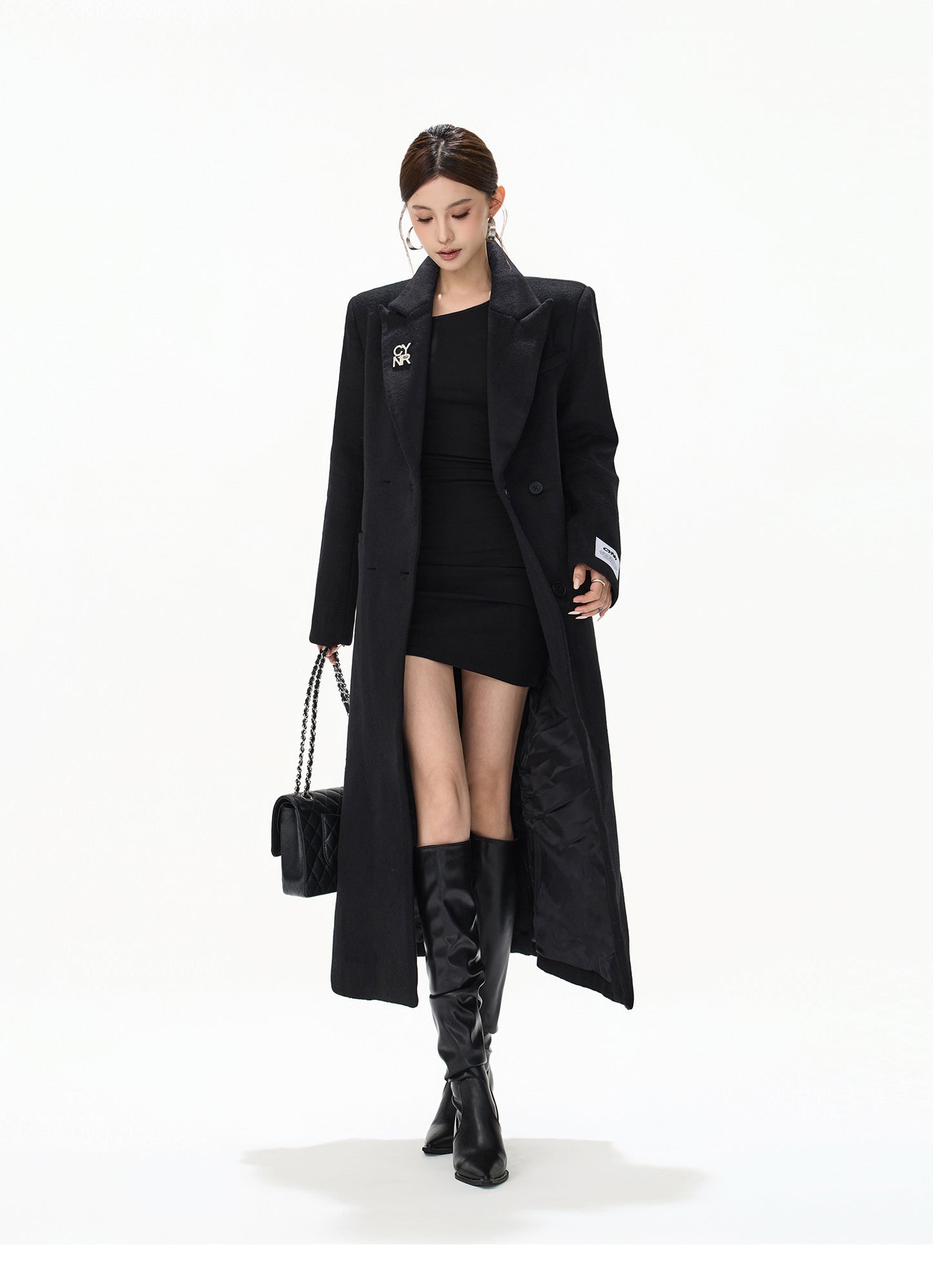 RHINESTONE WOOL OVERSIZED COAT