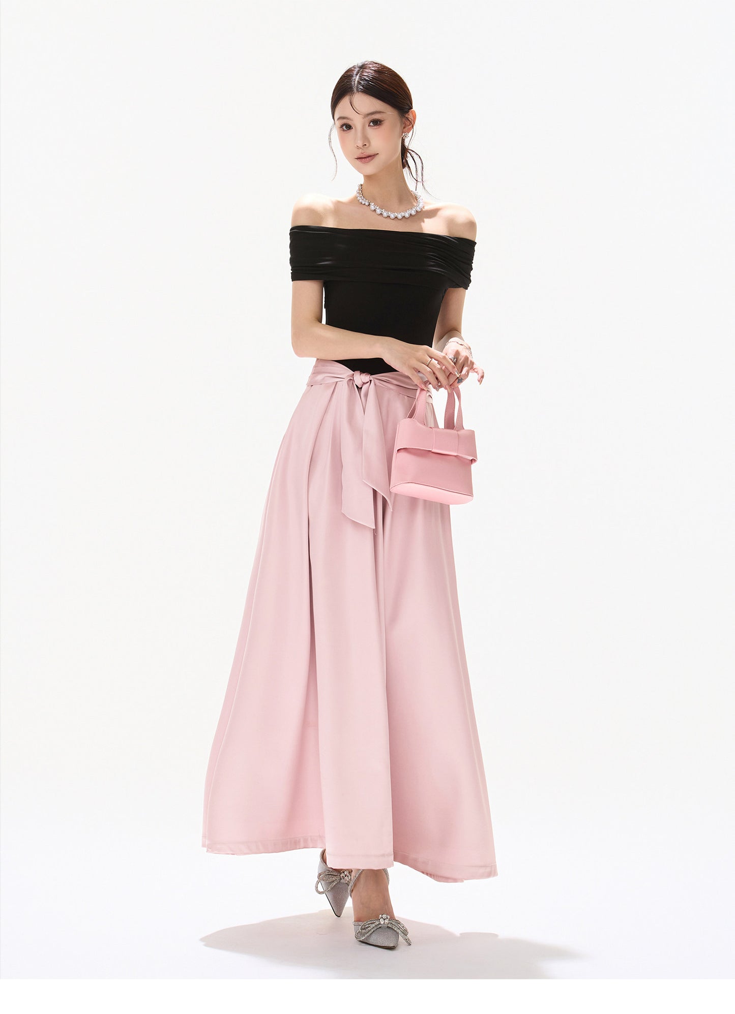 BLACK ROSE SATIN DRESS