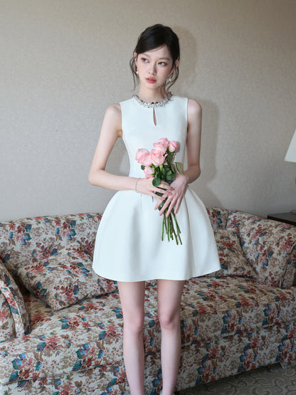 SEQUINED HOLLOW A-LINE FLOWER BUD DRESS