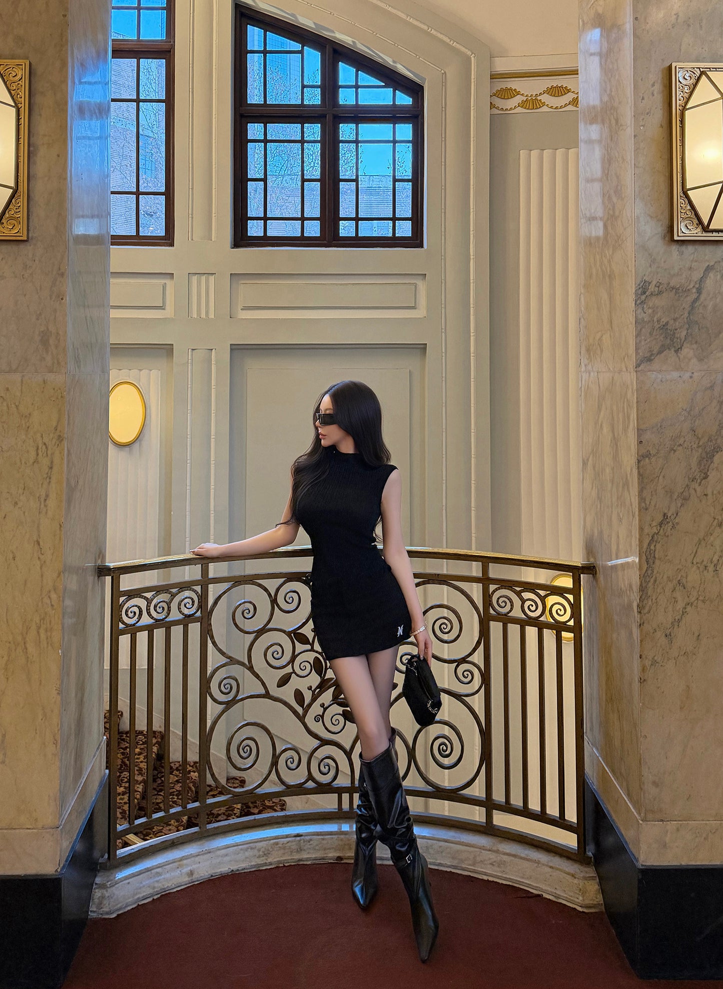 ATELIER OPEN-BACK KNIT & PLEATED SKIRT