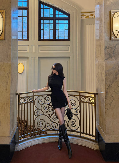 ATELIER OPEN-BACK KNIT & PLEATED SKIRT
