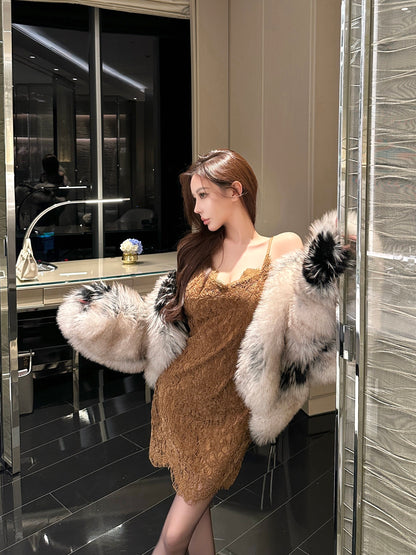 FRENCH TEXTURED CAMI WAISTED DRESS