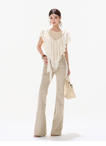 BEADED CAPE CHIFFON TOP