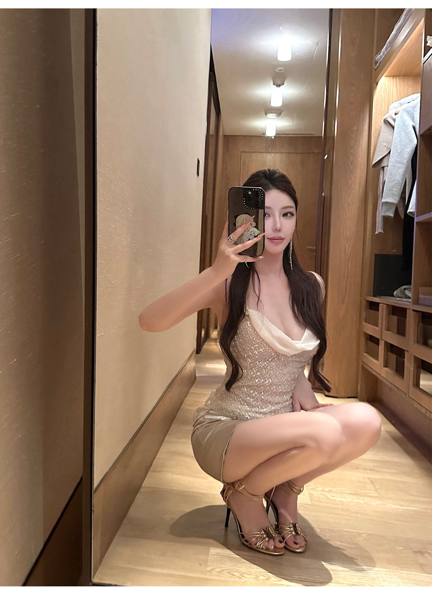 ROMANTIC GLOSSY BELTED SET