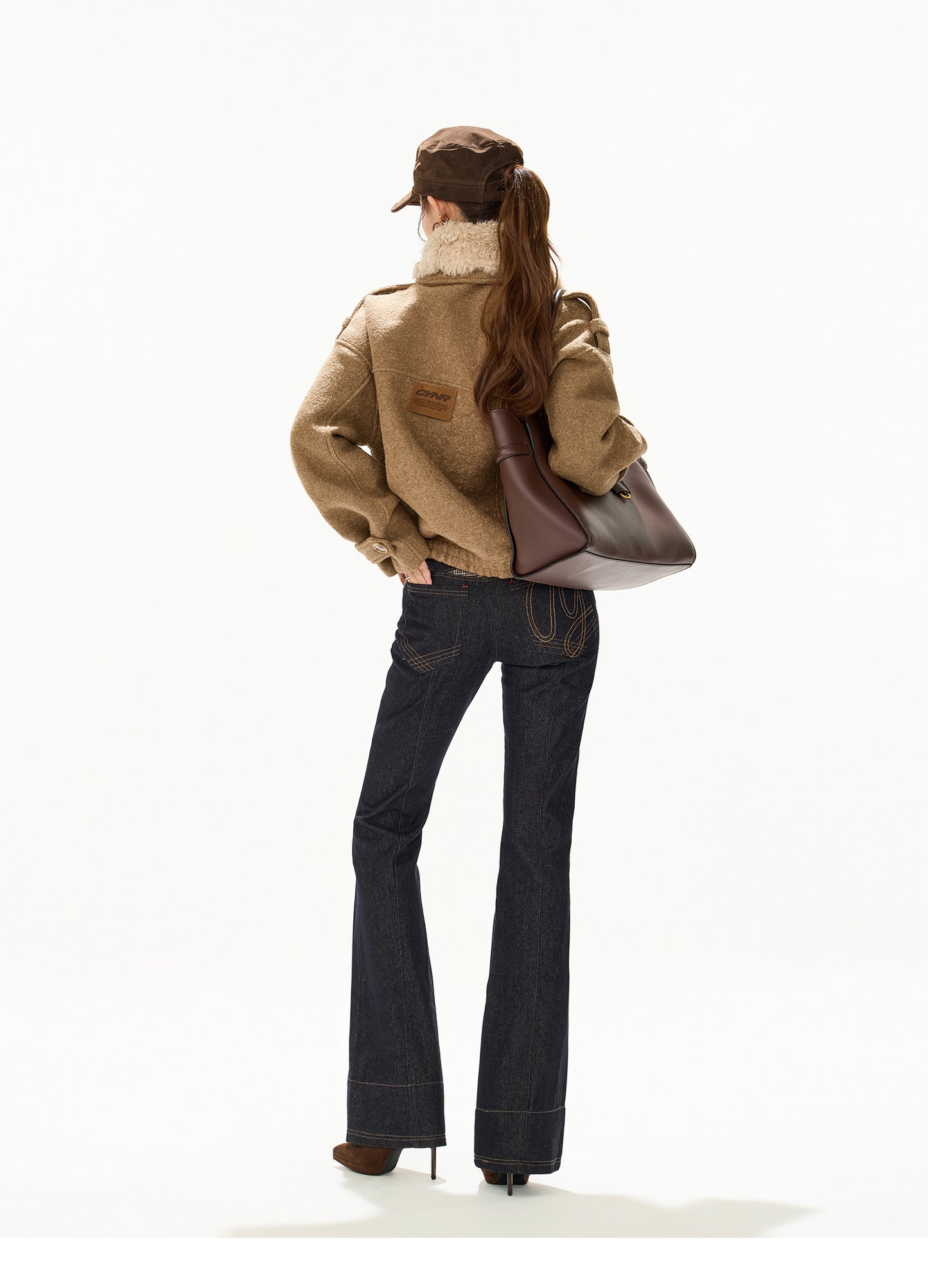 ASYMMETRIC FUR COLLAR WOOL COAT