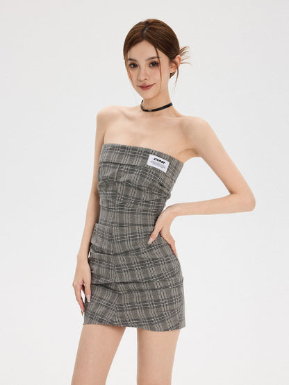 PLAID TUBE TOP SKIRT