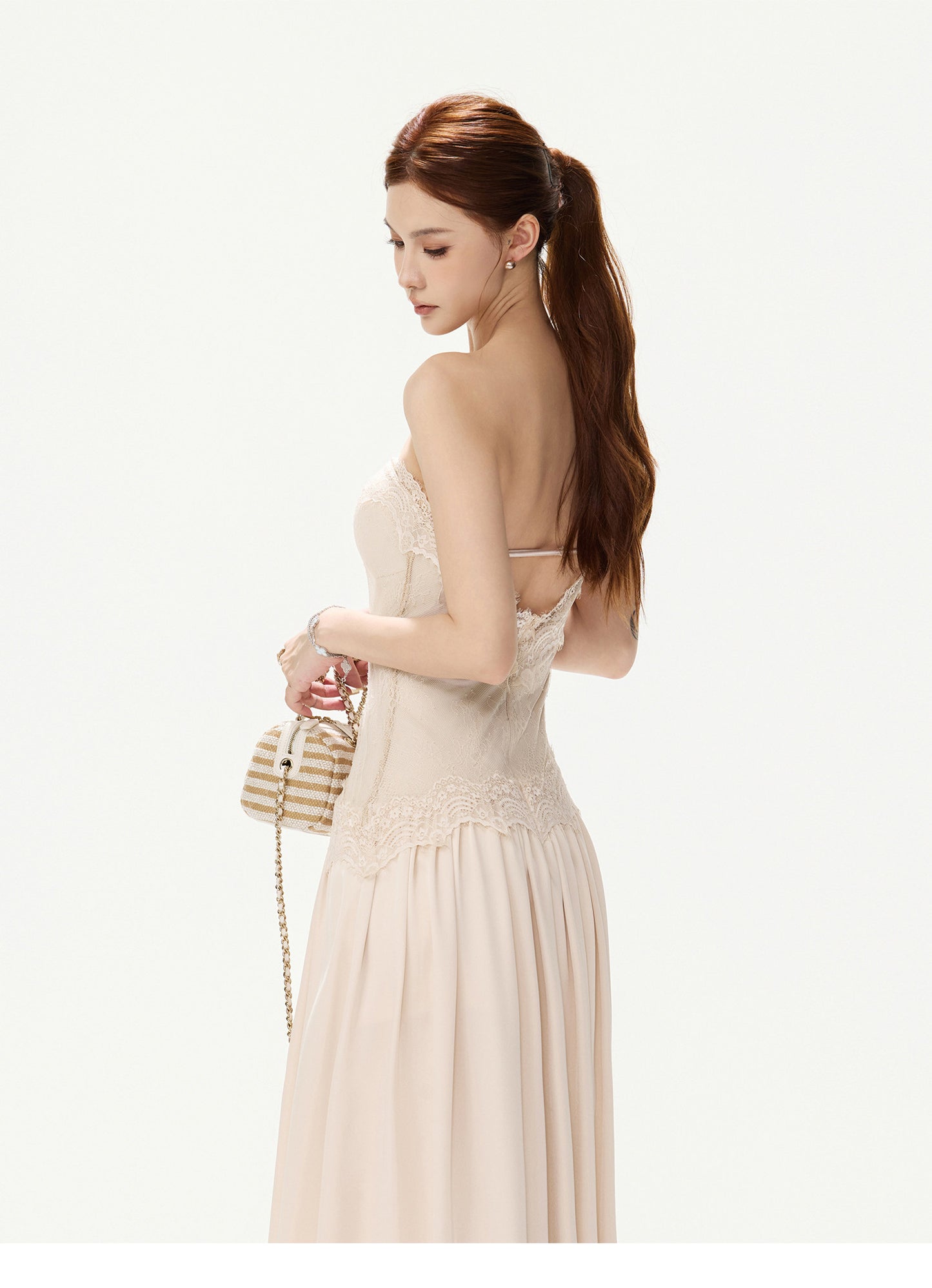 LACE SATIN MAXI DRESS