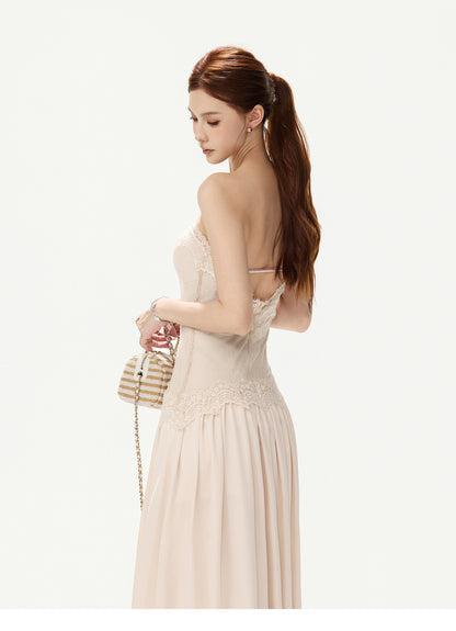 LACE SATIN MAXI DRESS
