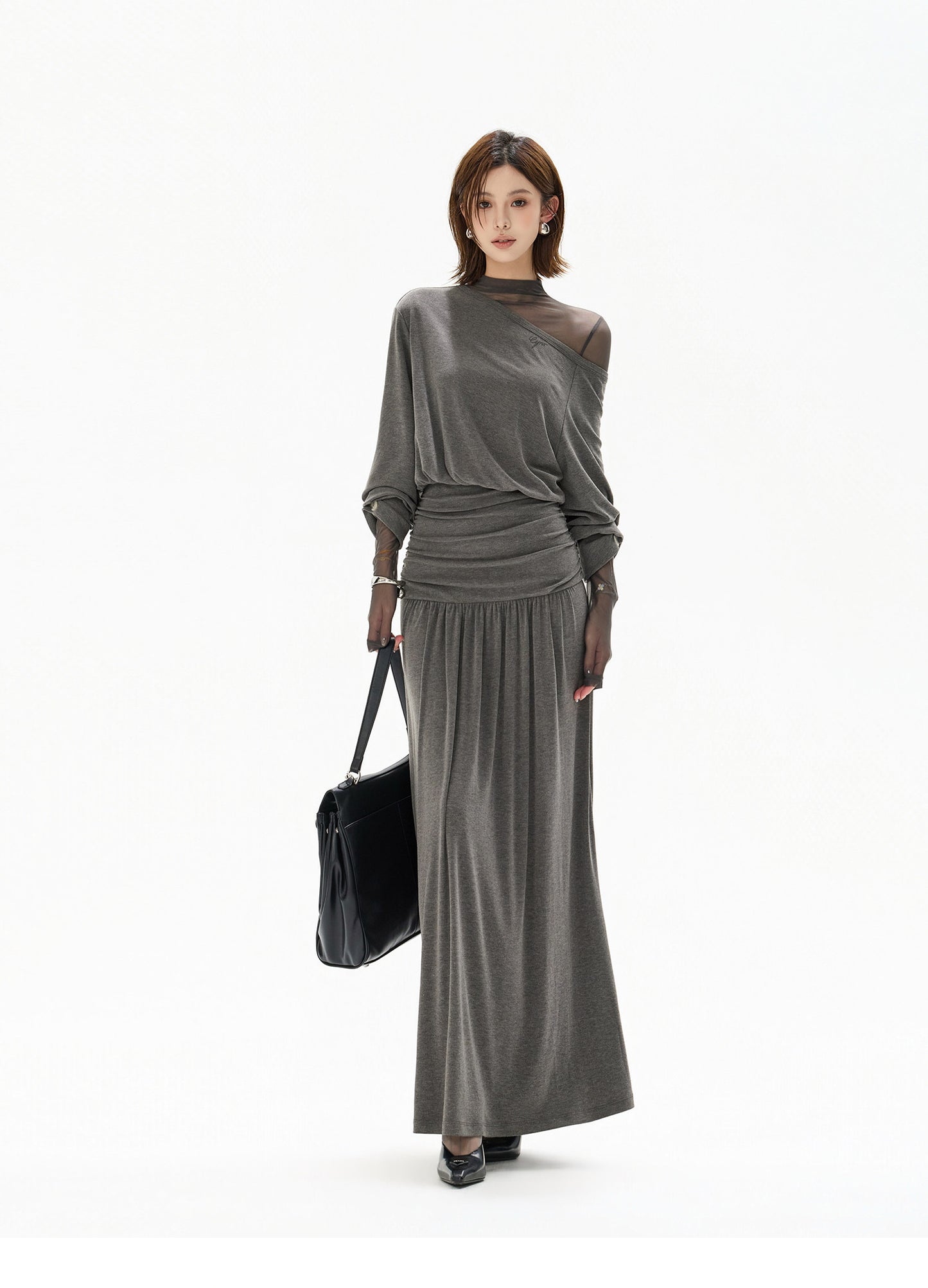 2-WAY OFF SHOULDER KNIT DRESS