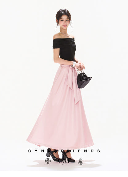 BLACK ROSE SATIN DRESS