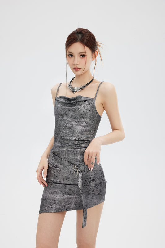 METALLIC KNITTED SLIP DRESS