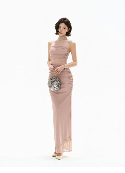 3-WAY FEATHER MUSE HALTER GOWN