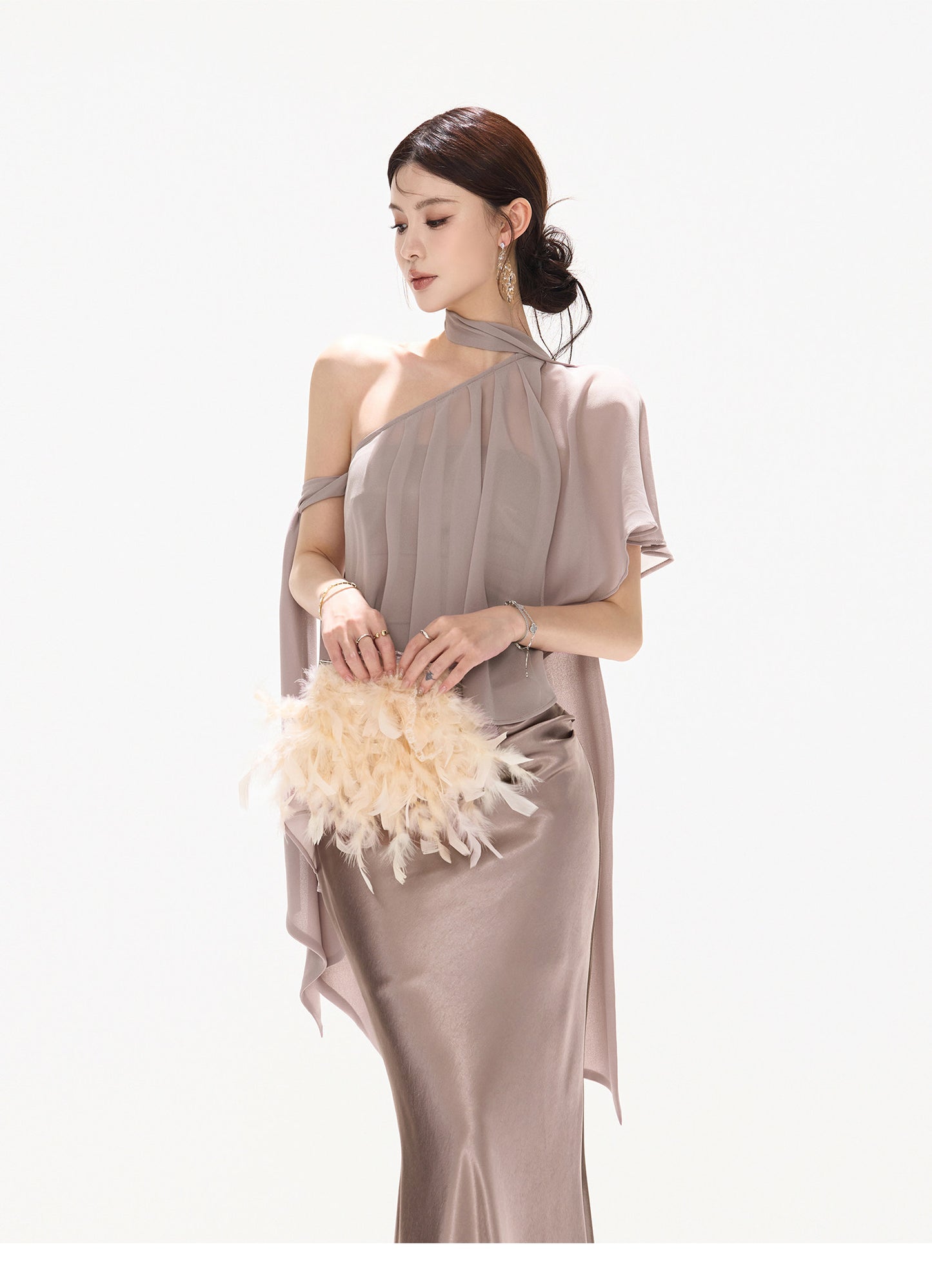 VIOLET DRAPED MERMAID SET