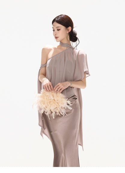 VIOLET DRAPED MERMAID SET