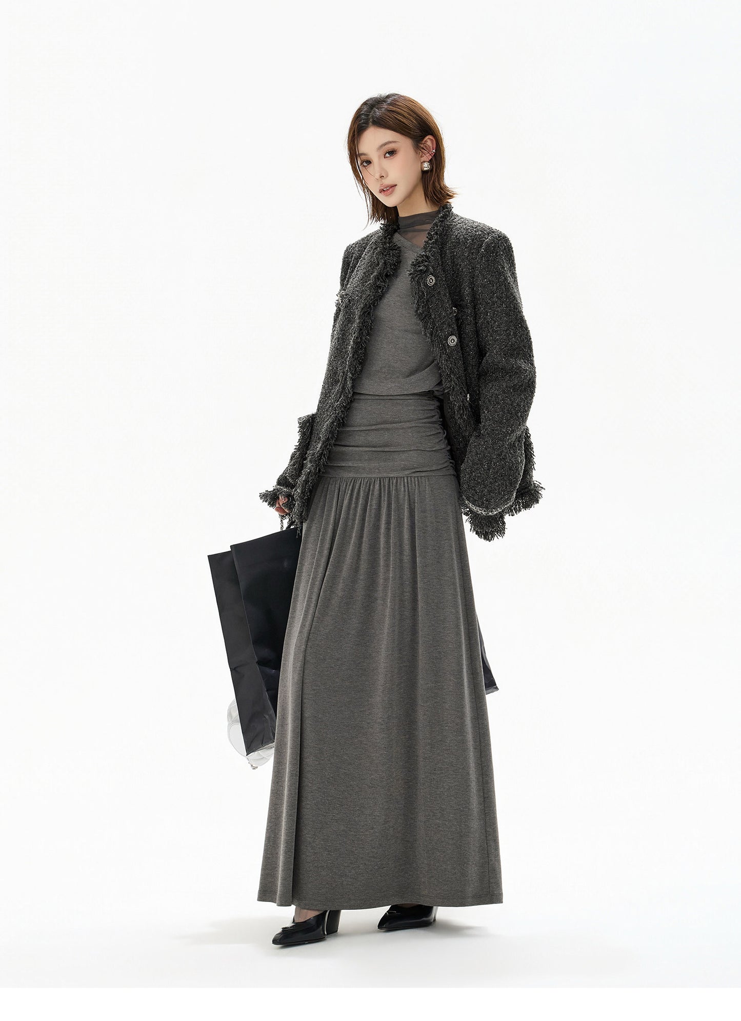 2-WAY OFF SHOULDER KNIT DRESS