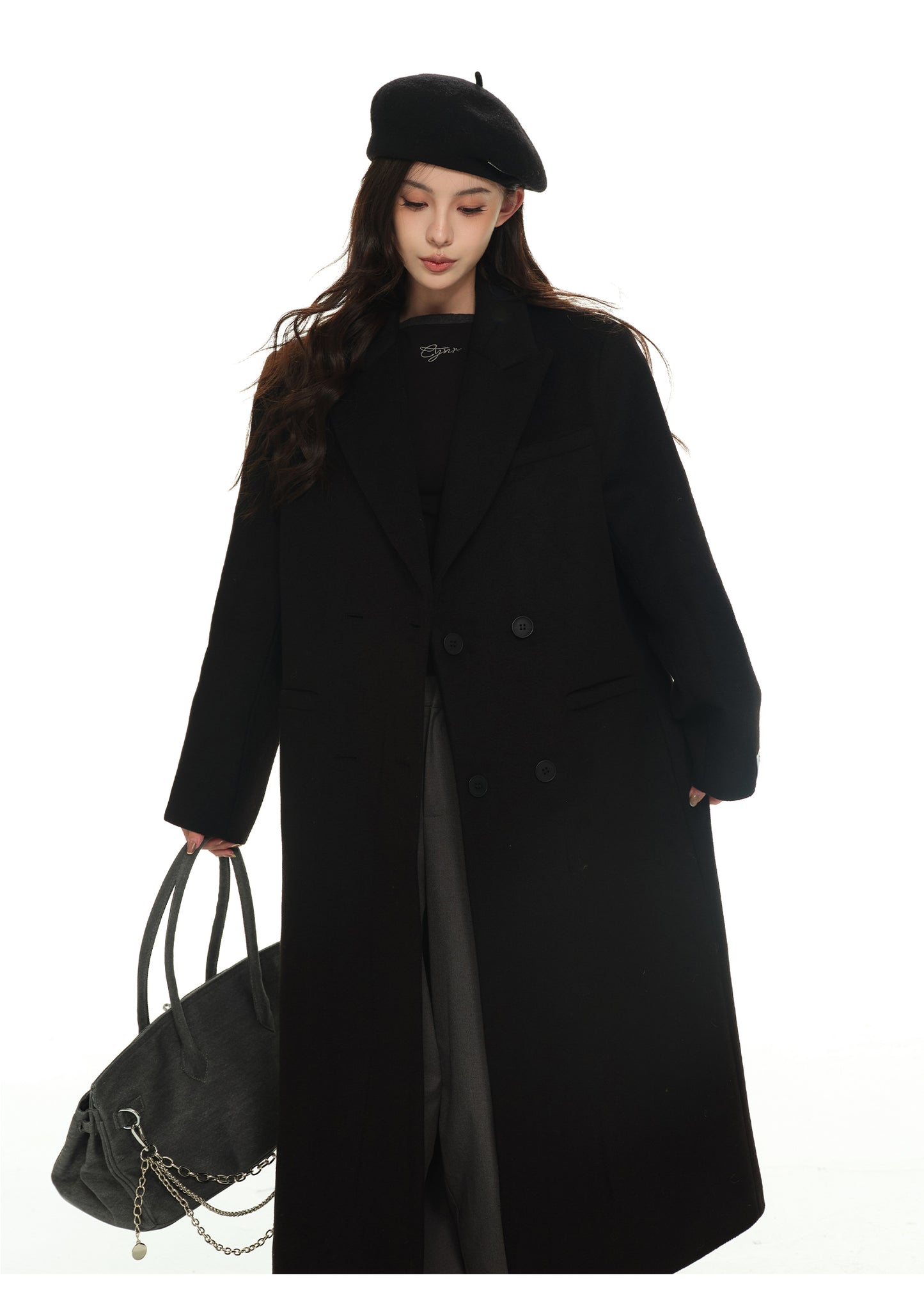 RHINESTONE WOOL OVERSIZED COAT