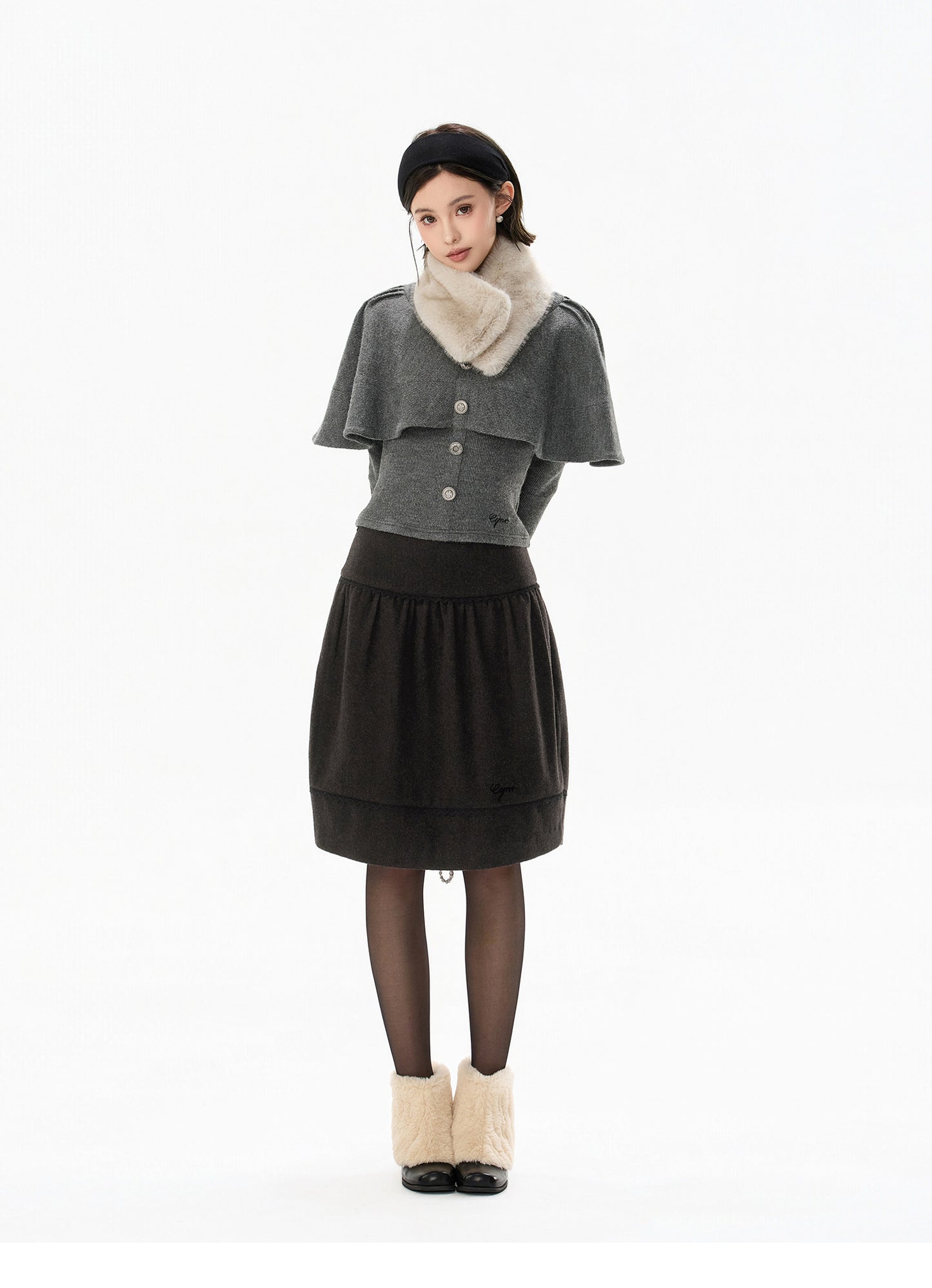 TEXTURED CAPE KNIT TOP