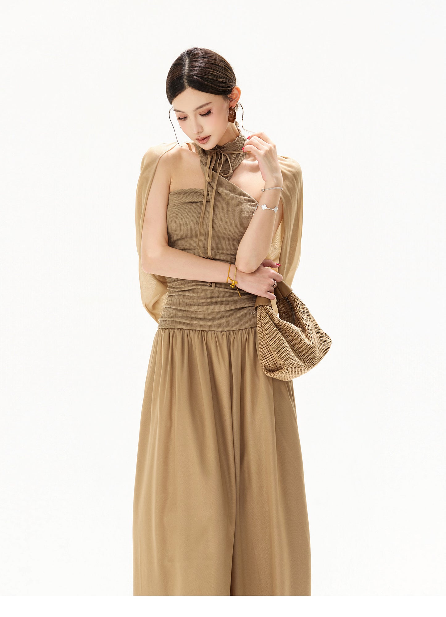 【日本在庫 】FRENCH HALTER MAXI DRESS
