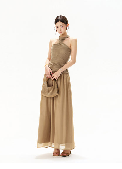 【日本在庫 】FRENCH HALTER MAXI DRESS