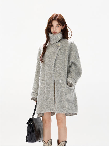 MELANGE WOOL COCOON COAT