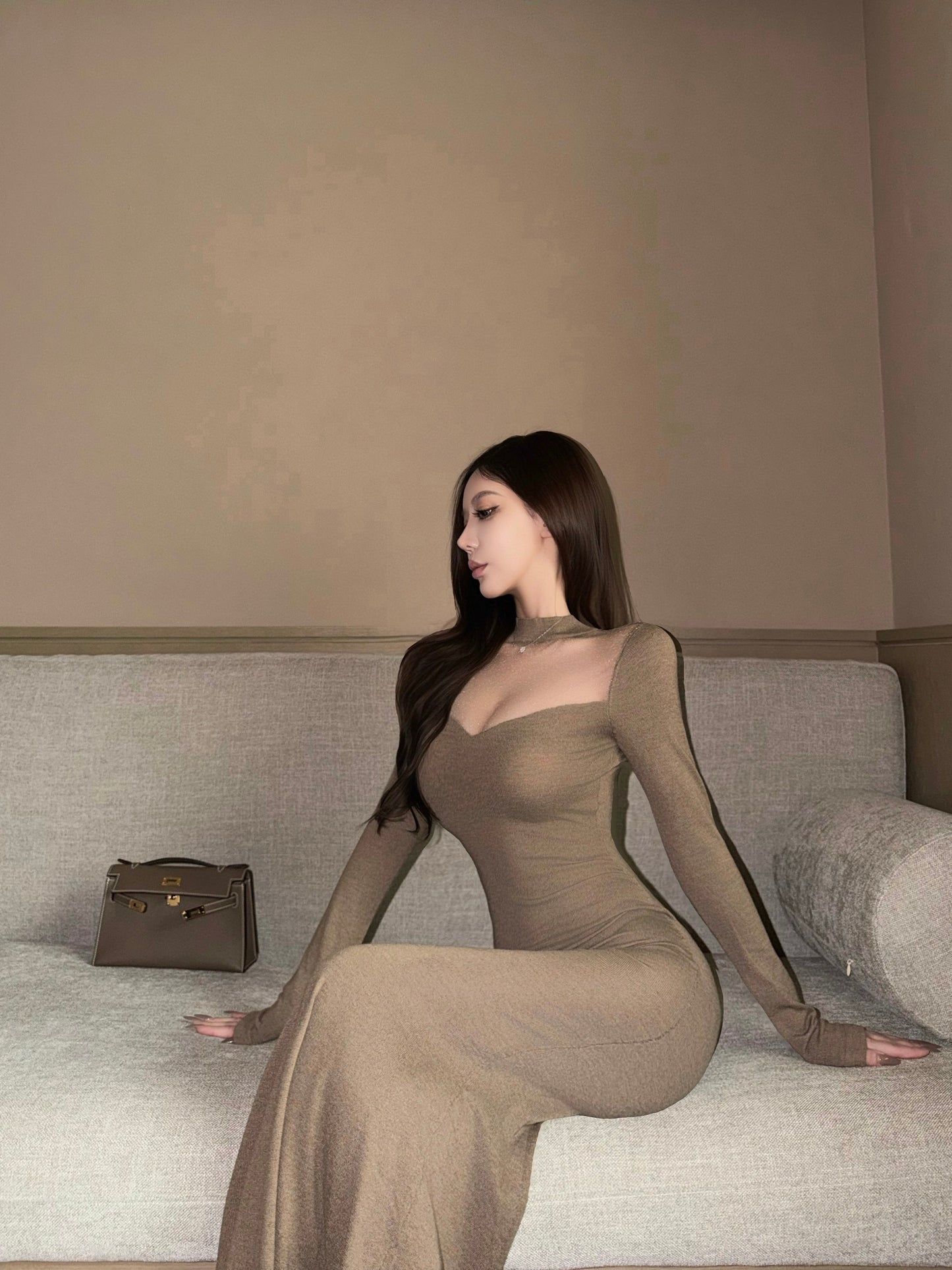 HALTER BACKLESS MERMAID KNIT DRESS