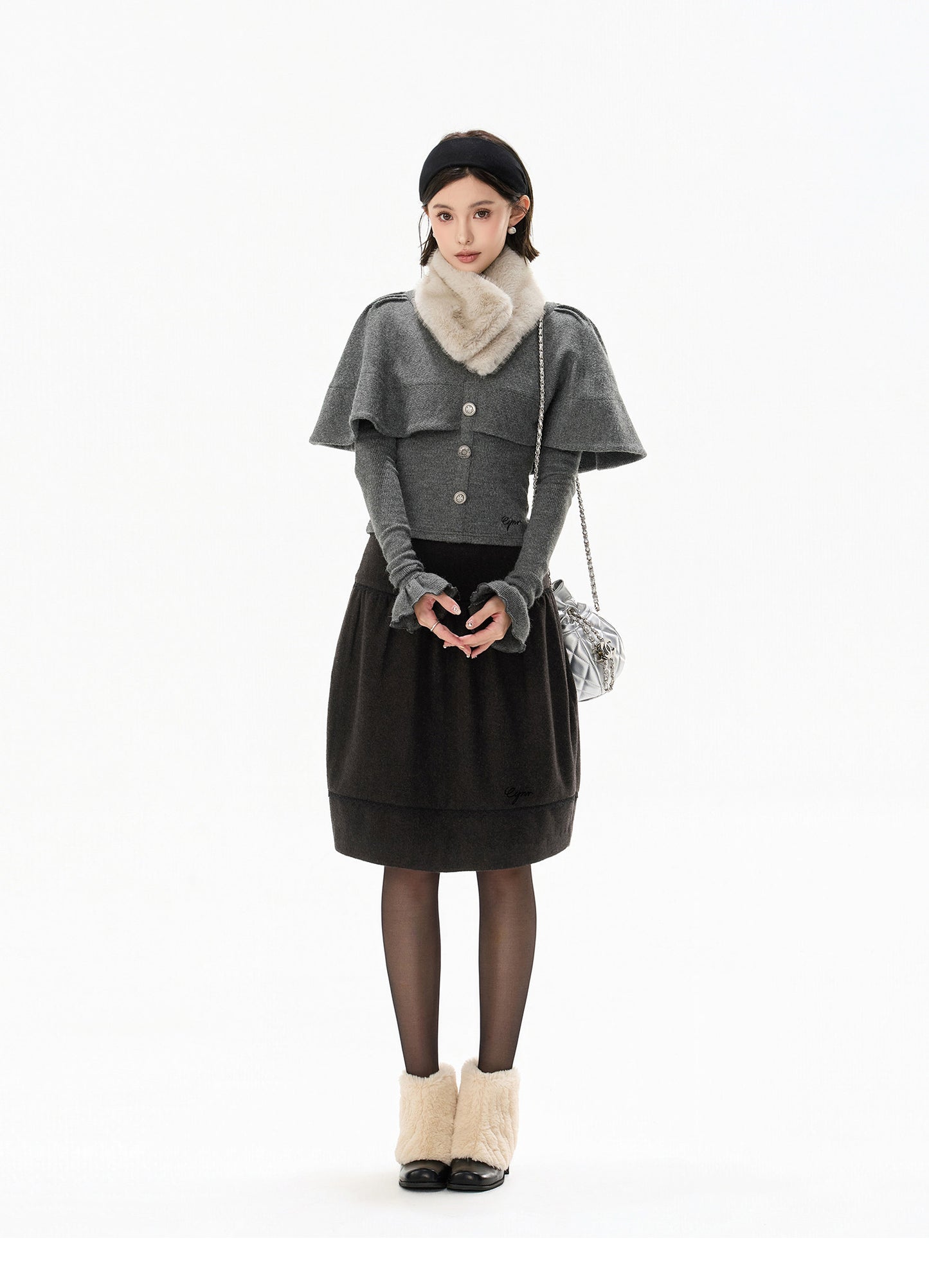 TEXTURED CAPE KNIT TOP