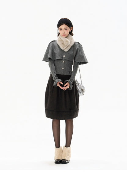 TEXTURED CAPE KNIT TOP