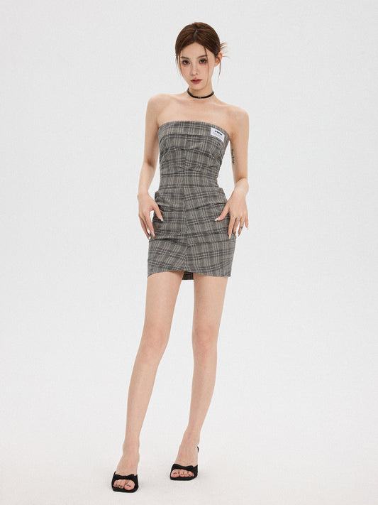 PLAID TUBE TOP SKIRT