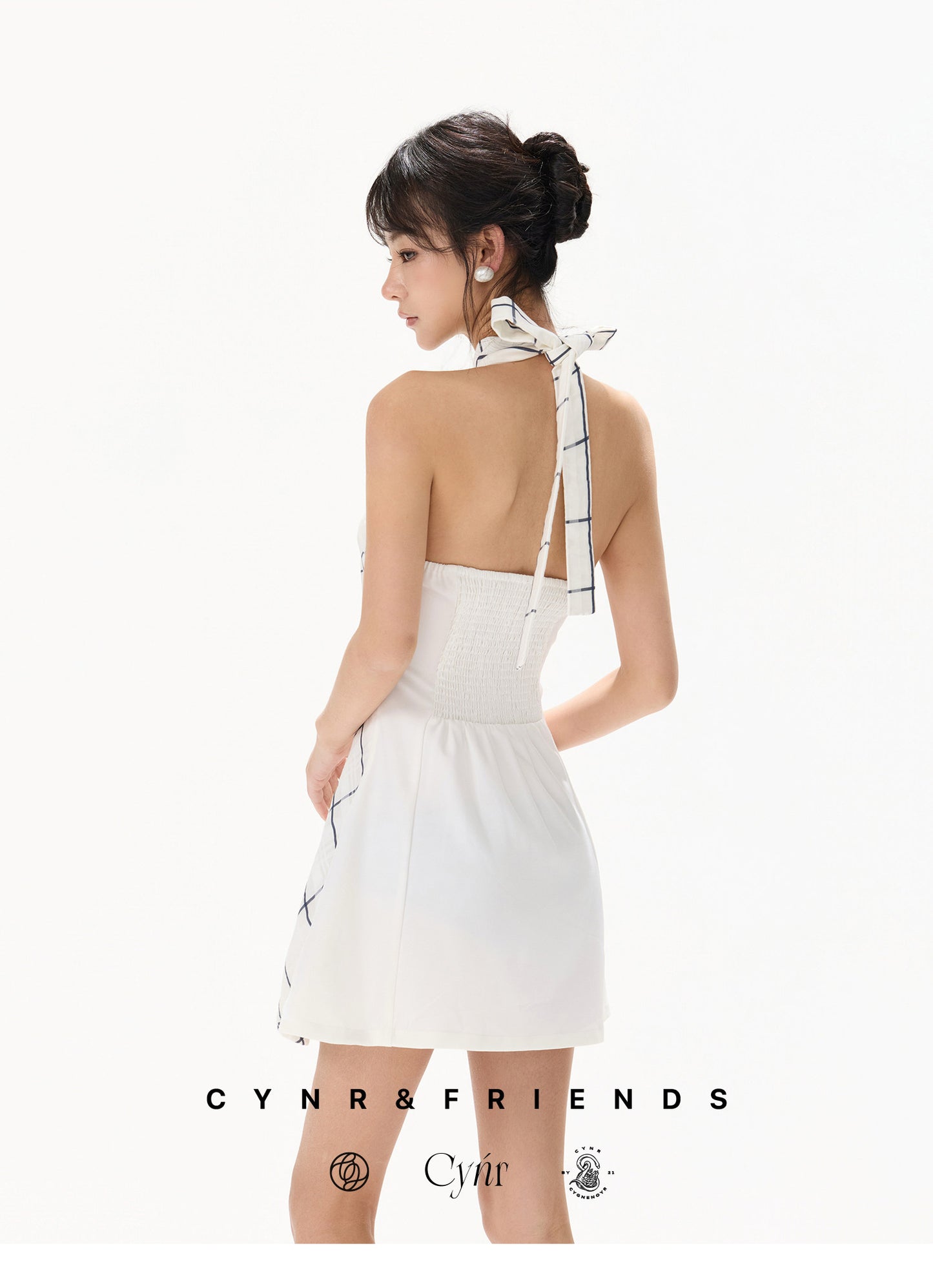 【日本在庫 】SILK HALTER CHECK DRESS