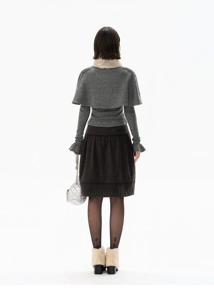 TEXTURED CAPE KNIT TOP