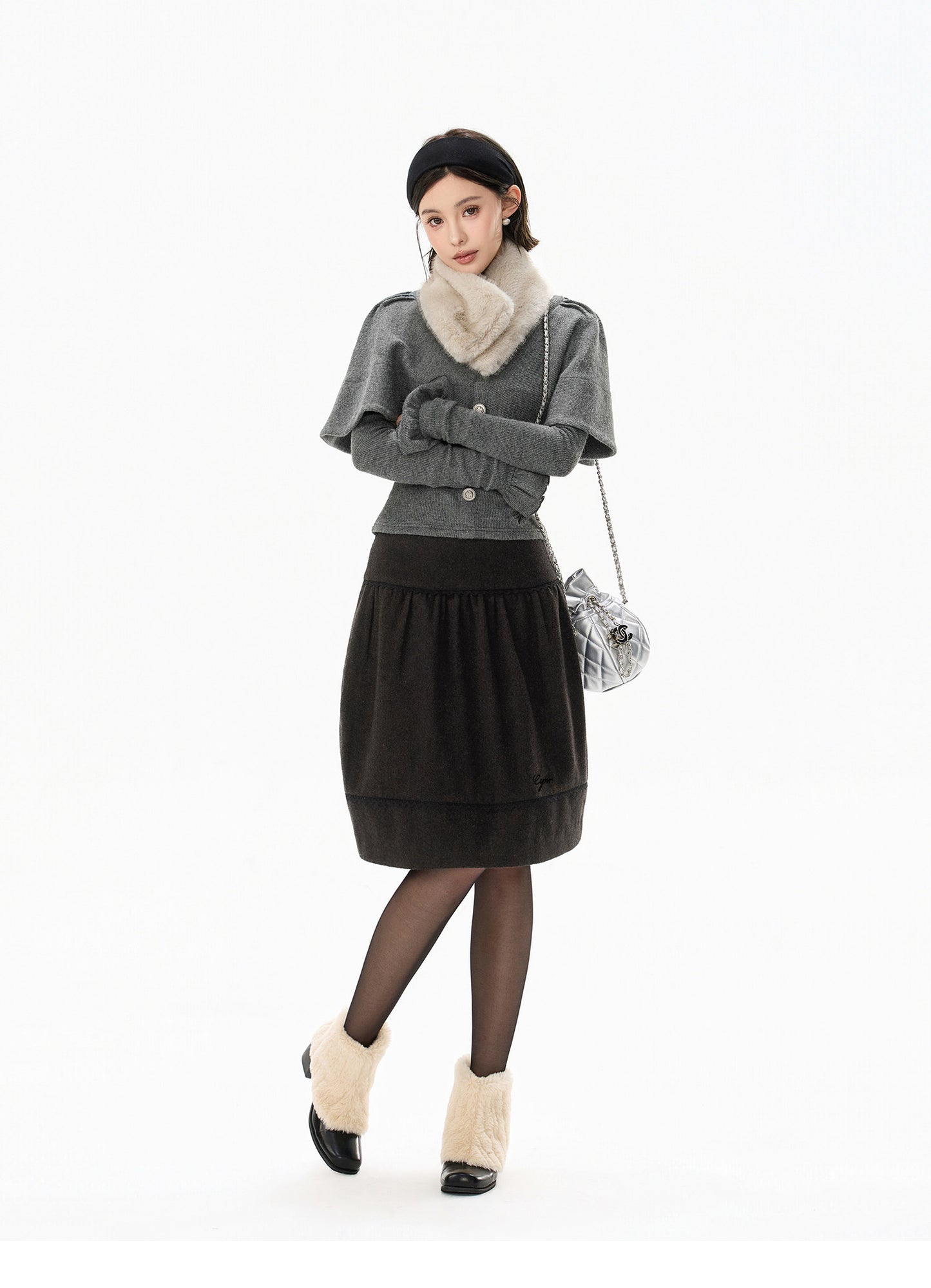 TEXTURED CAPE KNIT TOP