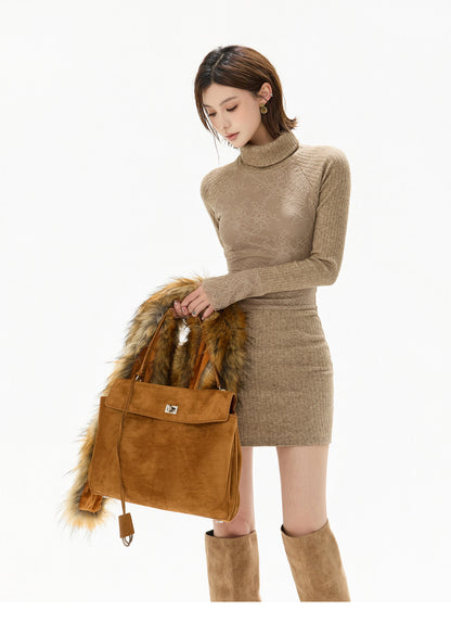 RETRO HIGH-NECK LACE MINI DRESS