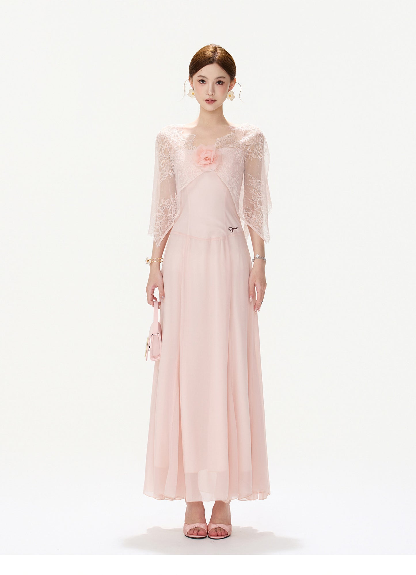 BLUSH FLORAL LACE DRESS