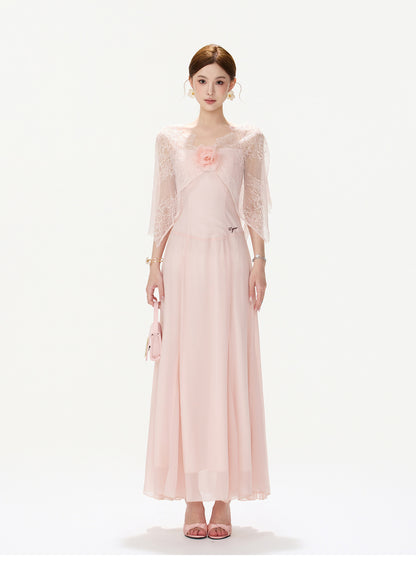 BLUSH FLORAL LACE DRESS
