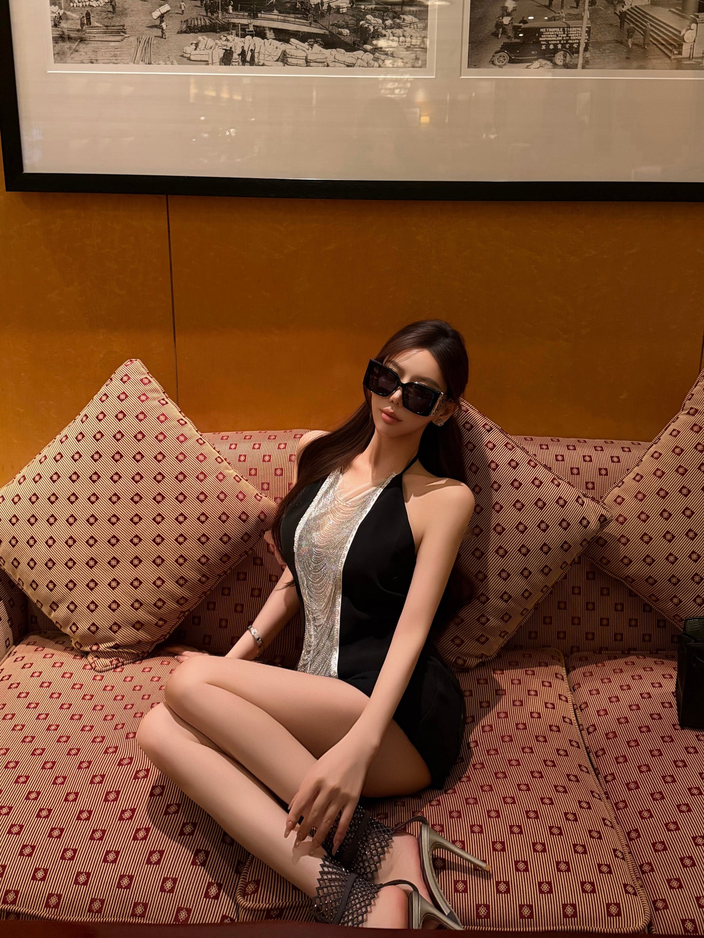 GALAXY RHINESTONE HALTER BACKLESS TOP